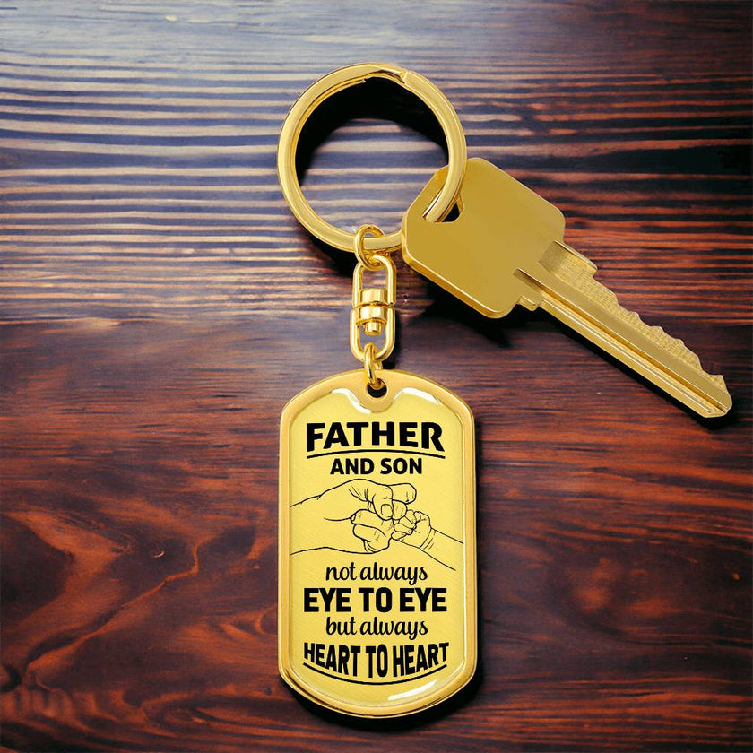 Father and Son Not Always Eye to Eye but Always Heart to Heart -Dog Tag - Carbone's Marketplace