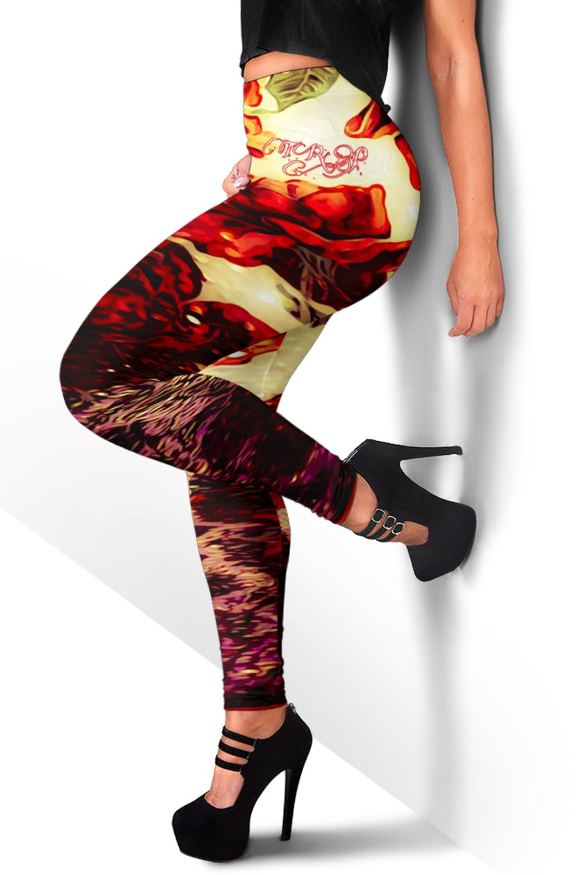 Floral Embosses: Roses 03 Leggings - Carbone's Marketplace