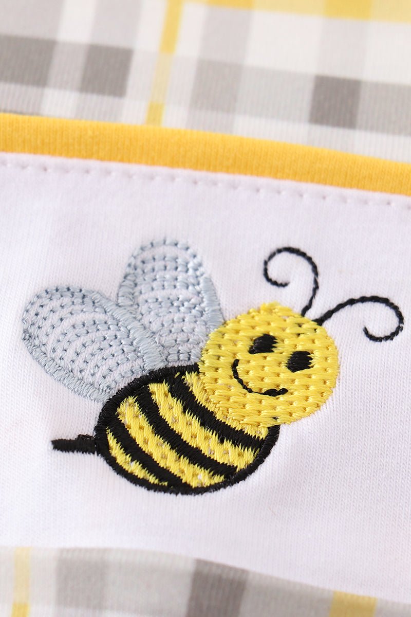 Floral print bee embroidery plaid boy jonjon - Carbone's Marketplace
