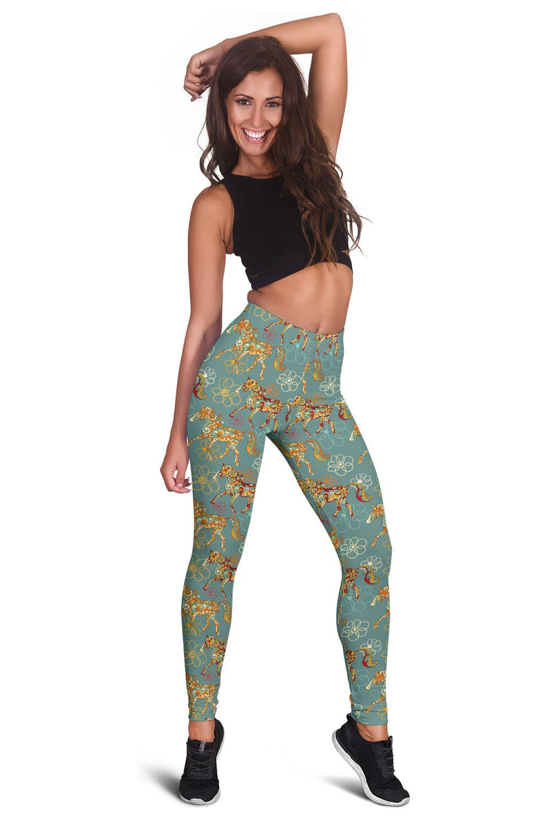 Flower Horse Leggings - Carbone&