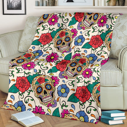 Flower Sugar Skull Throw Blanket - Carbone's Marketplace