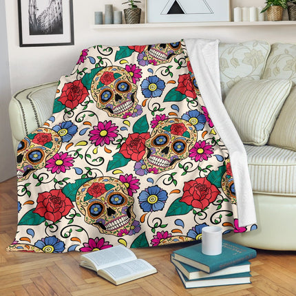 Flower Sugar Skull Throw Blanket - Carbone's Marketplace