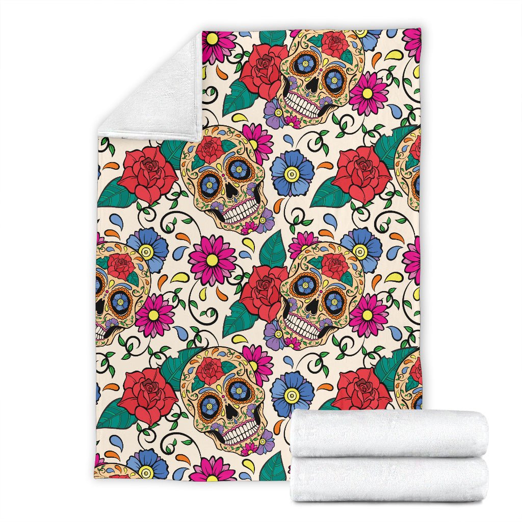 Flower Sugar Skull Throw Blanket - Carbone's Marketplace