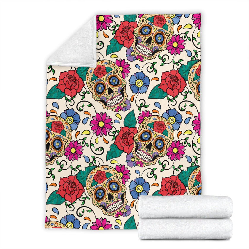 Flower Sugar Skull Throw Blanket - Carbone's Marketplace
