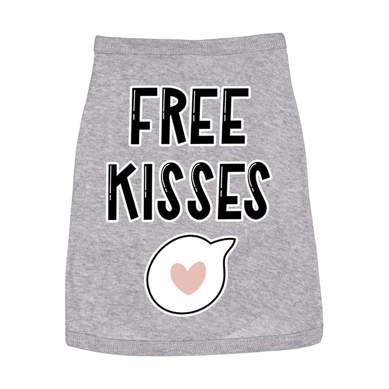 Free Kisses Dog Sleeveless Shirt - Word Print Dog Shirt - Minimalist Dog Clothing - Carbone&