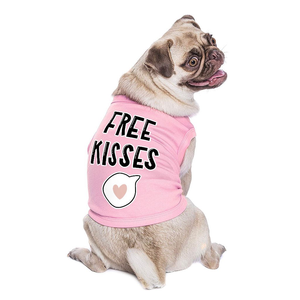 Free Kisses Dog Sleeveless Shirt - Word Print Dog Shirt - Minimalist Dog Clothing - Carbone's Marketplace