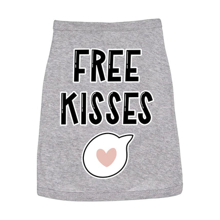 Free Kisses Dog Sleeveless Shirt - Word Print Dog Shirt - Minimalist Dog Clothing - Carbone's Marketplace