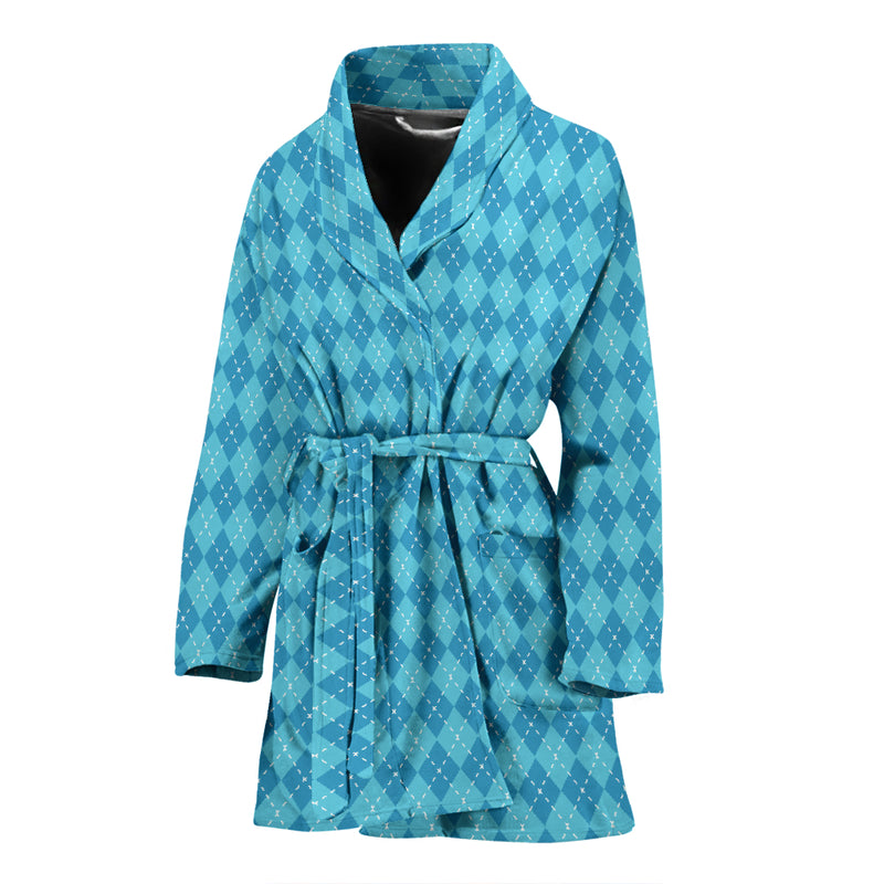 Blue Argyle Womens Bathrobe