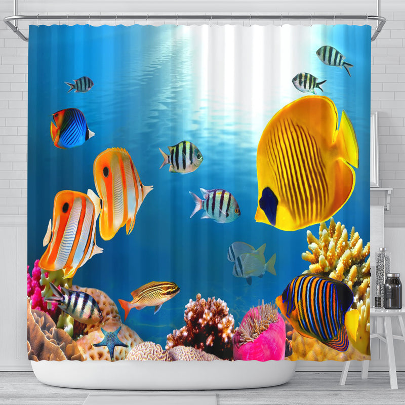 Yellow Fish Shower Curtain