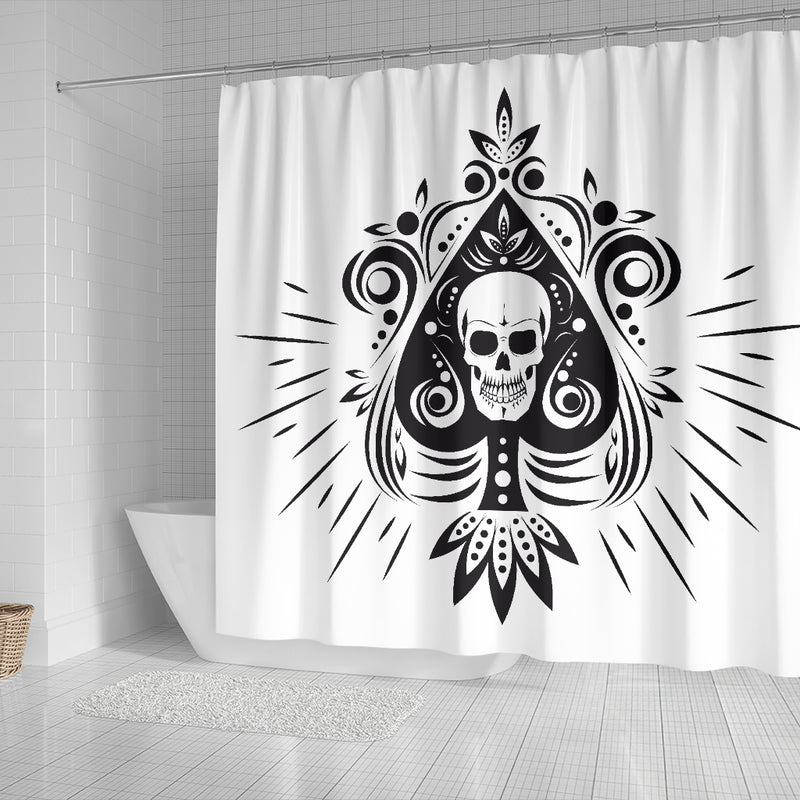 Skull Tattoo Design White Shower Curtain