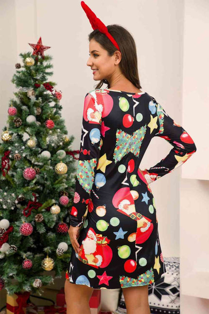 Full Size Christmas Long Sleeve Dress - Carbone's Marketplace