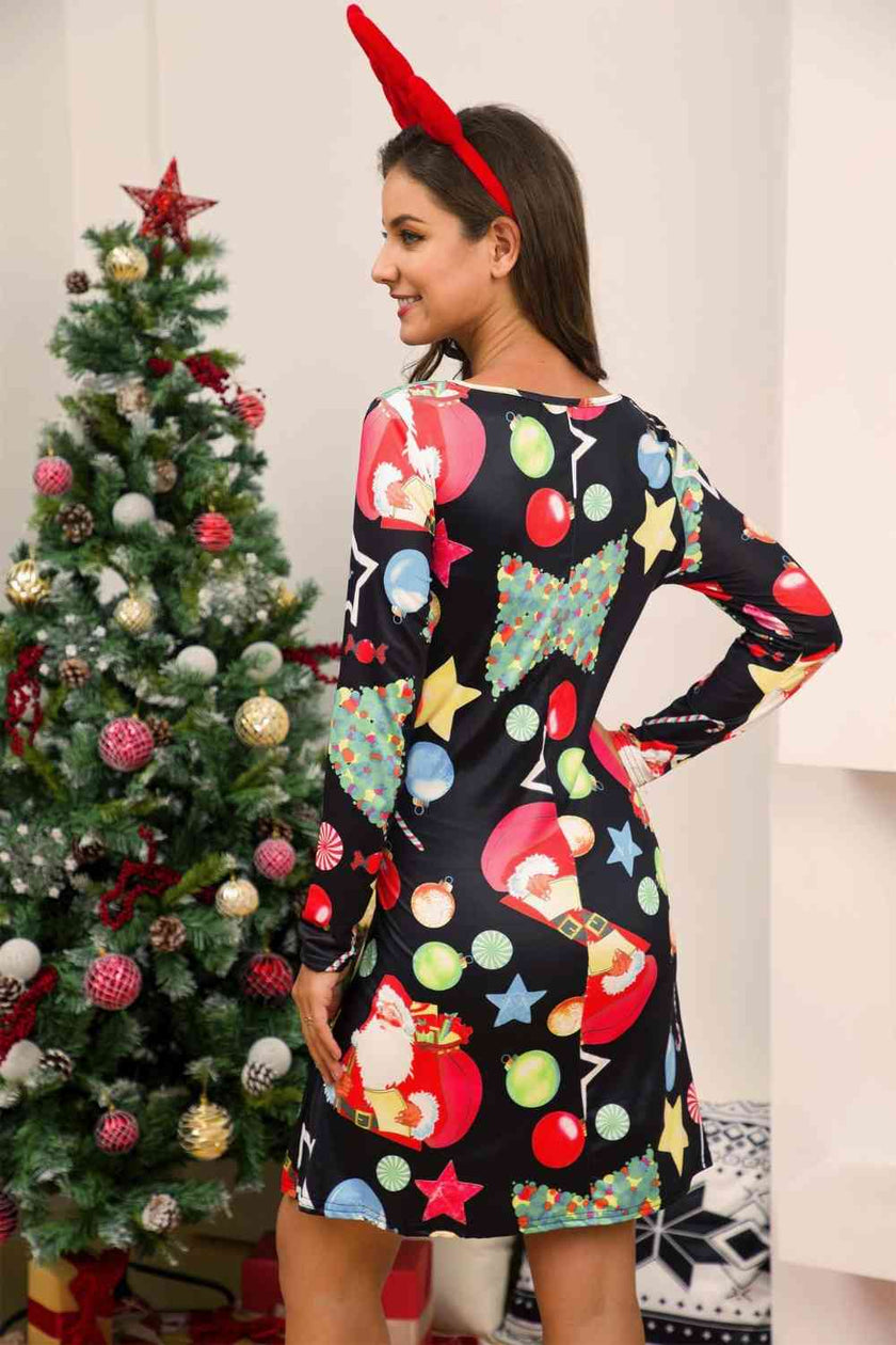 Full Size Christmas Long Sleeve Dress - Carbone's Marketplace