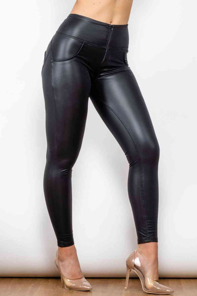 Full Size PU Leather Zip Detail Leggings - Carbone's Marketplace