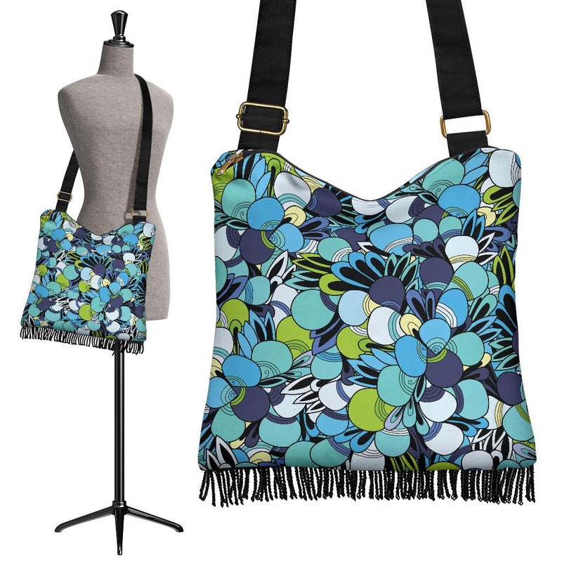 Funky Patterns in Blue - Crossbody Boho Bag - Carbone&