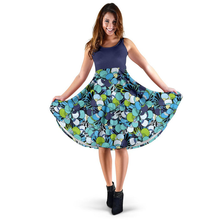 Funky Patterns in Blues 2Tone - Women's Midi Dress - Carbone's Marketplace