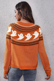 Ghost Pattern Round Neck Long Sleeve Sweater - Carbone's Marketplace