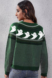 Ghost Pattern Round Neck Long Sleeve Sweater - Carbone's Marketplace