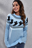 Ghost Pattern Round Neck Long Sleeve Sweater - Carbone's Marketplace