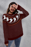 Ghost Pattern Round Neck Long Sleeve Sweater - Carbone's Marketplace