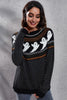 Ghost Pattern Round Neck Long Sleeve Sweater - Carbone's Marketplace