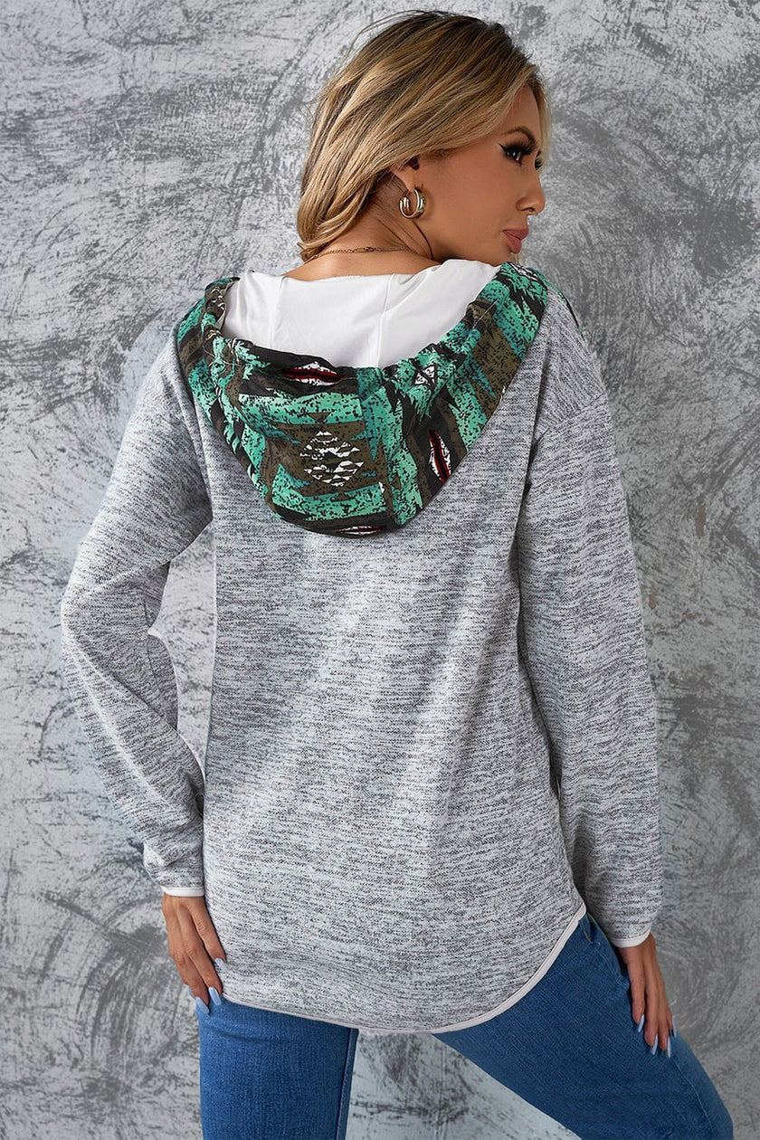 Ghost Print Dropped Shoulder Hoodie - Carbone's Marketplace