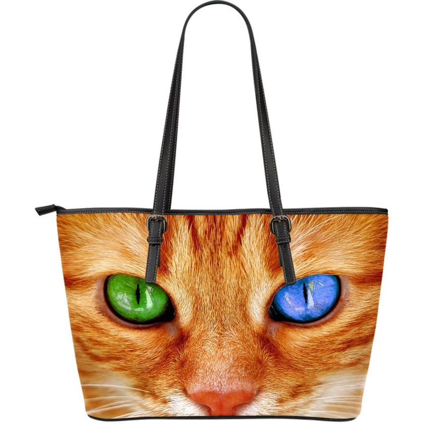 Ginger Cat Bi-Eye Colour Large Leather Tote Bag - Carbone's Marketplace