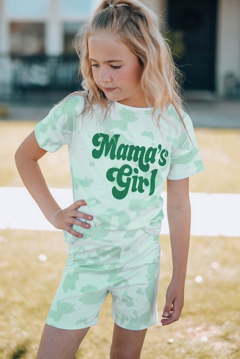 Girls Printed Letter Graphic Lounge Set - Carbone&