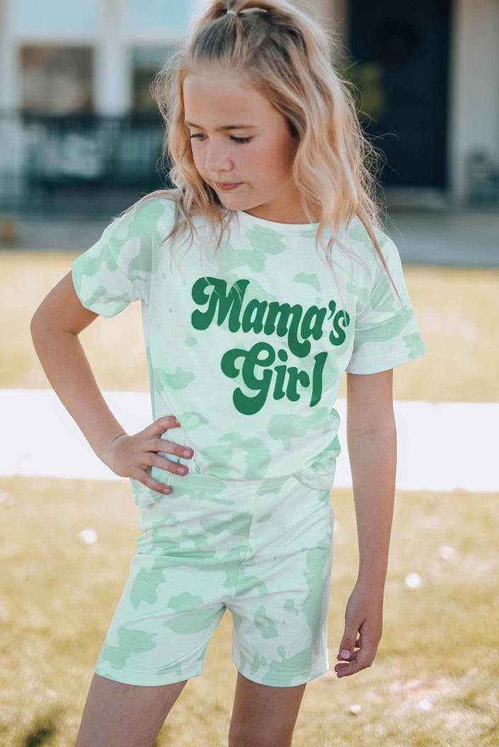 Girls Printed Letter Graphic Lounge Set - Carbone's Marketplace