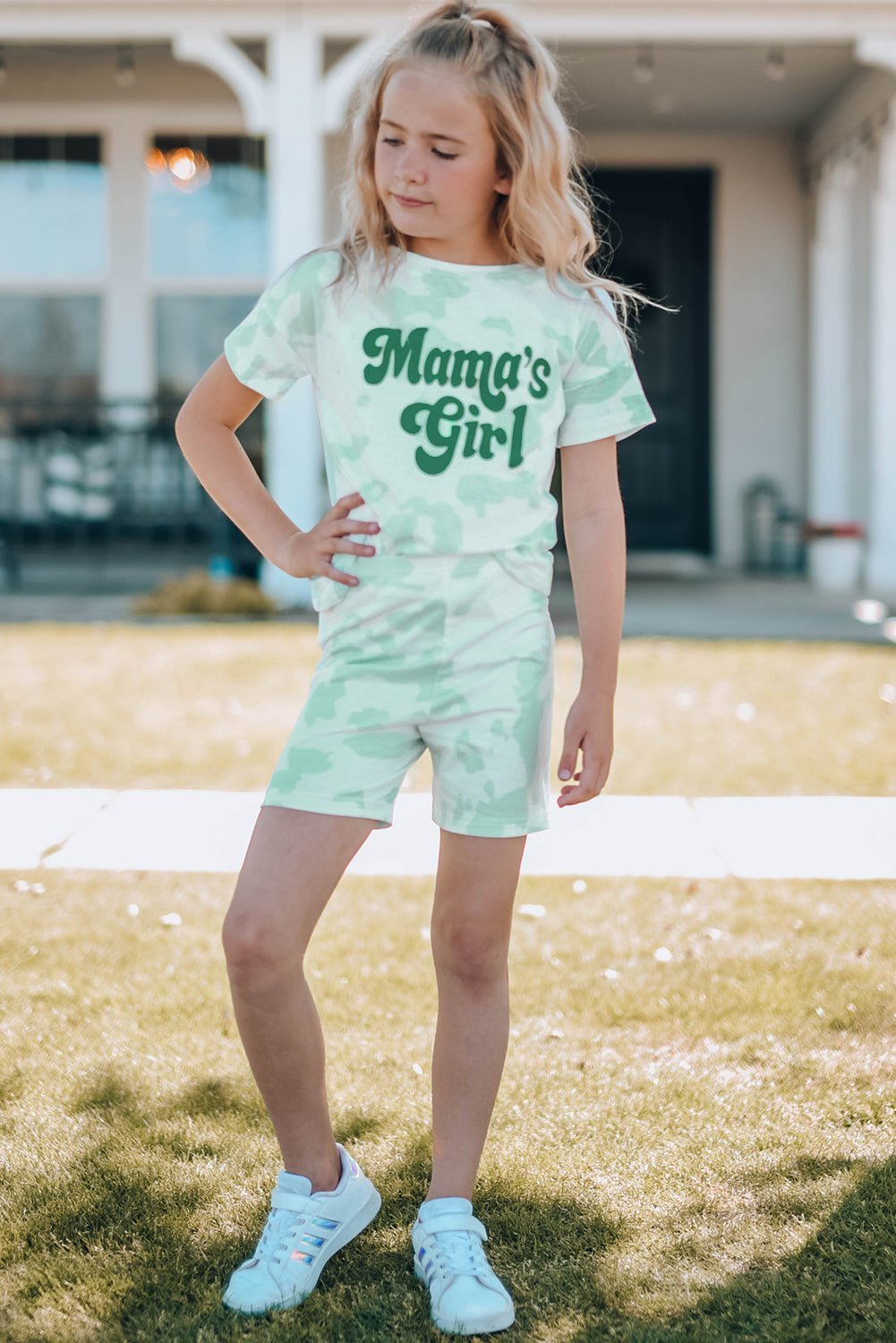 Girls Printed Letter Graphic Lounge Set - Carbone's Marketplace