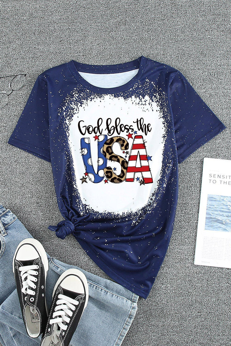 GOD BLESS THE USA Printed Tee Shirt - Carbone&