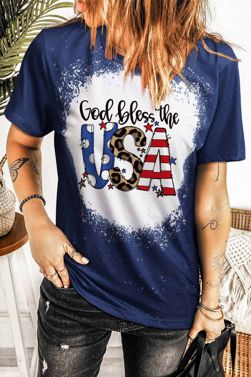 GOD BLESS THE USA Printed Tee Shirt - Carbone&