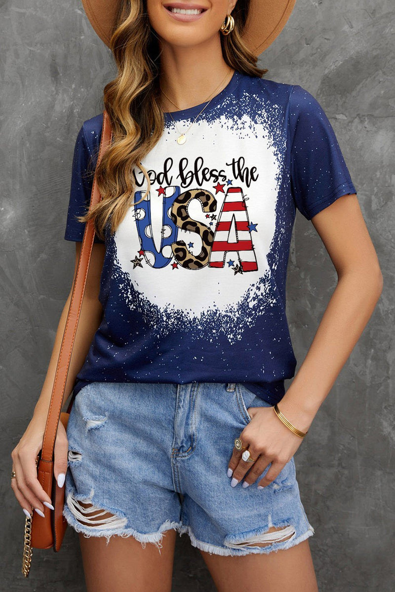 GOD BLESS THE USA Printed Tee Shirt - Carbone&