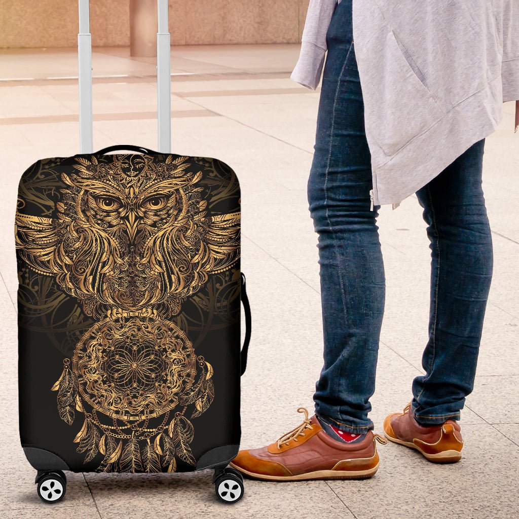 Gold Owl Luggage Cover - Carbone's Marketplace