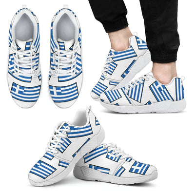 GREECE'S PRIDE! GREECE'S FLAGSHOE - Men's Athletic Sneaker (white bg - white lace) - Carbone's Marketplace