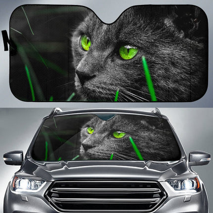 Green eyed black cat Auto Sun Shade - Carbone's Marketplace