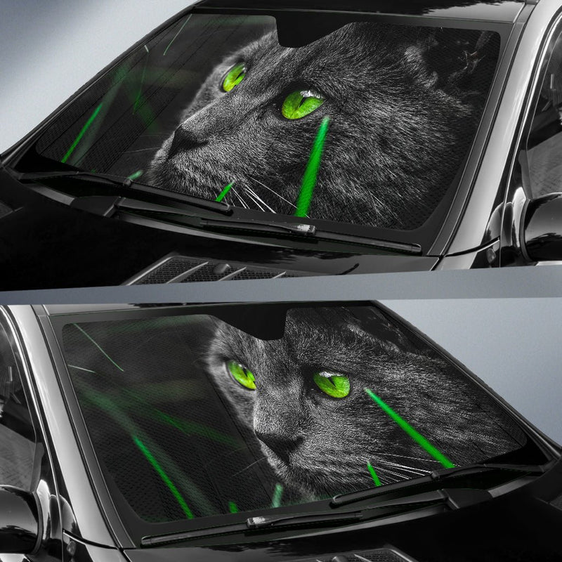 Green eyed black cat Auto Sun Shade - Carbone&