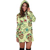 Green Sugar Skull Women's Hoodie Dress - Carbone's Marketplace