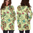 Green Sugar Skull Women's Hoodie Dress - Carbone's Marketplace