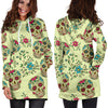 Green Sugar Skull Women's Hoodie Dress - Carbone's Marketplace