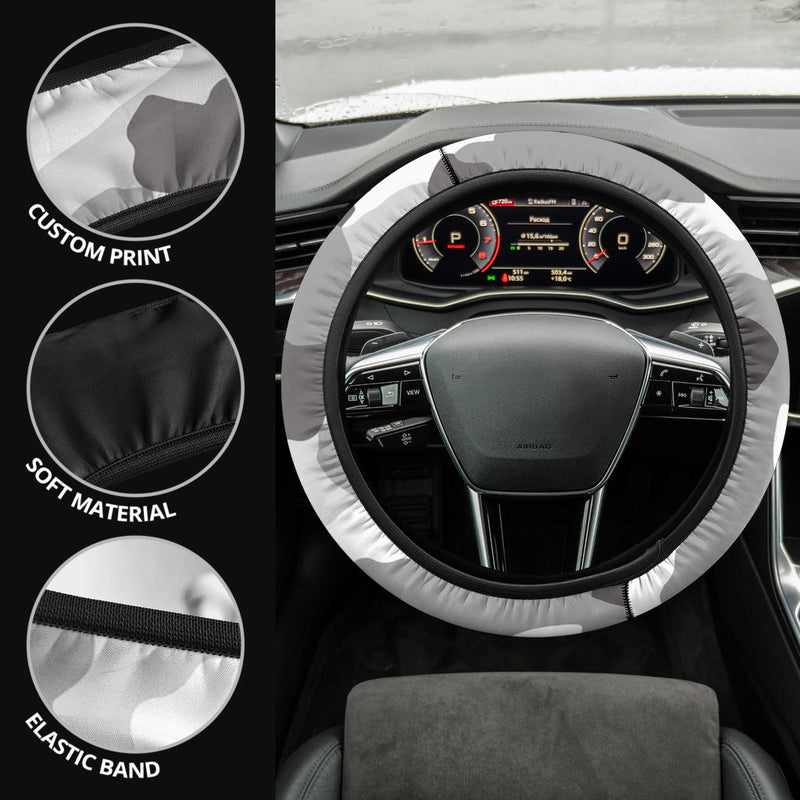 Grey Camouflage Steering Wheel Cover - Carbone&