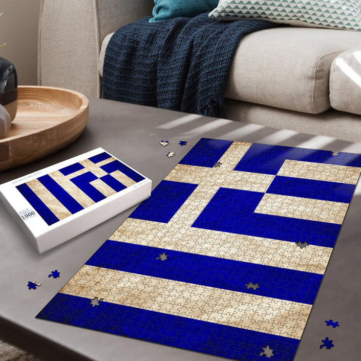 Grunge Flag Of Greece Jigsaw Puzzle - Carbone's Marketplace