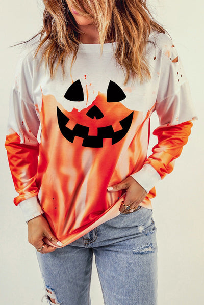 Halloween Theme Round Neck Sweatshirt - Carbone's Marketplace