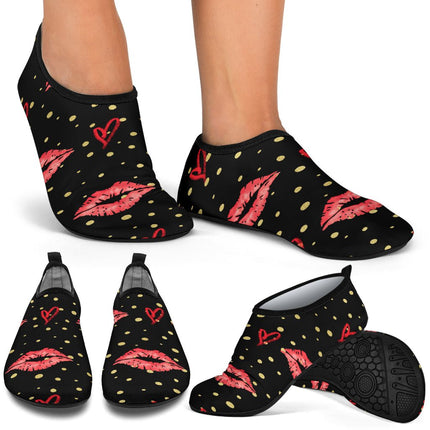 Hearts & Lips Design Aqua Shoes - Carbone's Marketplace