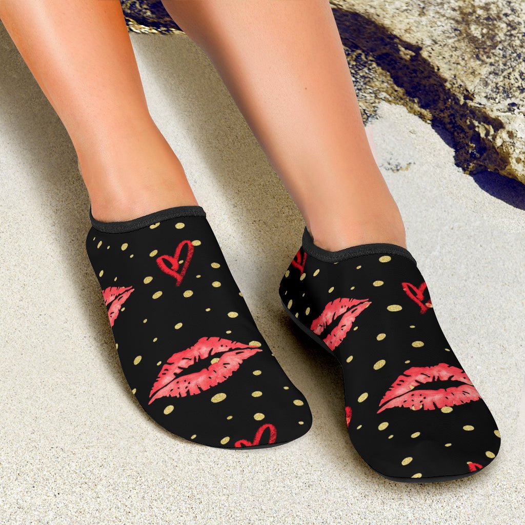 Hearts & Lips Design Aqua Shoes - Carbone's Marketplace