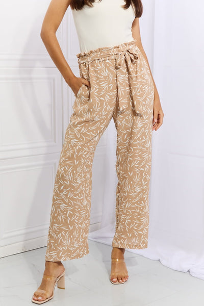 Heimish Right Angle Full Size Geometric Printed Pants in Tan - Carbone's Marketplace