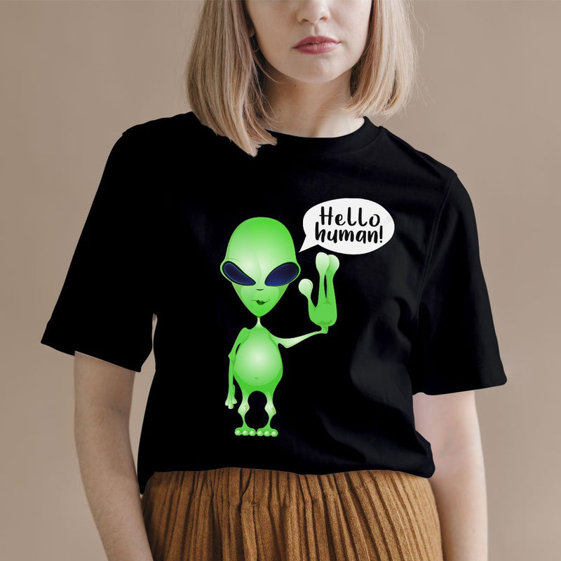 Hello Human T-Shirt - Alien T-Shirt - Carbone&