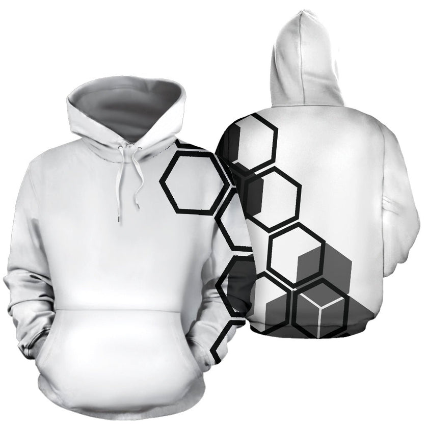 Hexagons white men's hoodie - Carbone's Marketplace