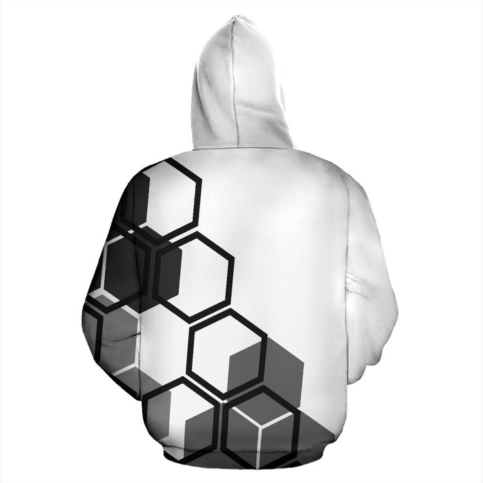Hexagons white men's hoodie - Carbone's Marketplace