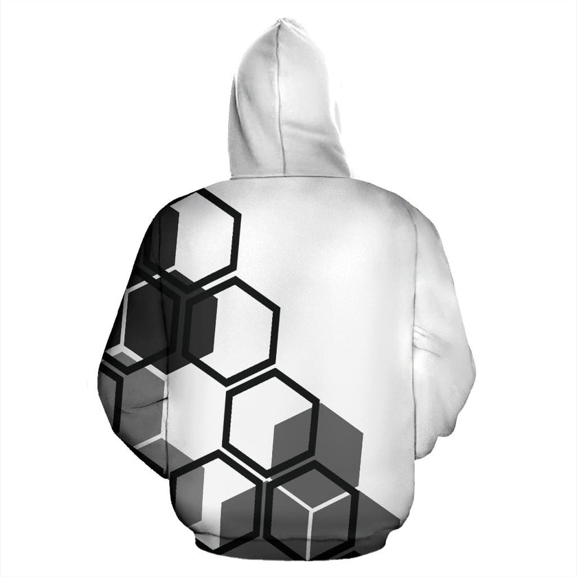 Hexagons white men's hoodie - Carbone's Marketplace