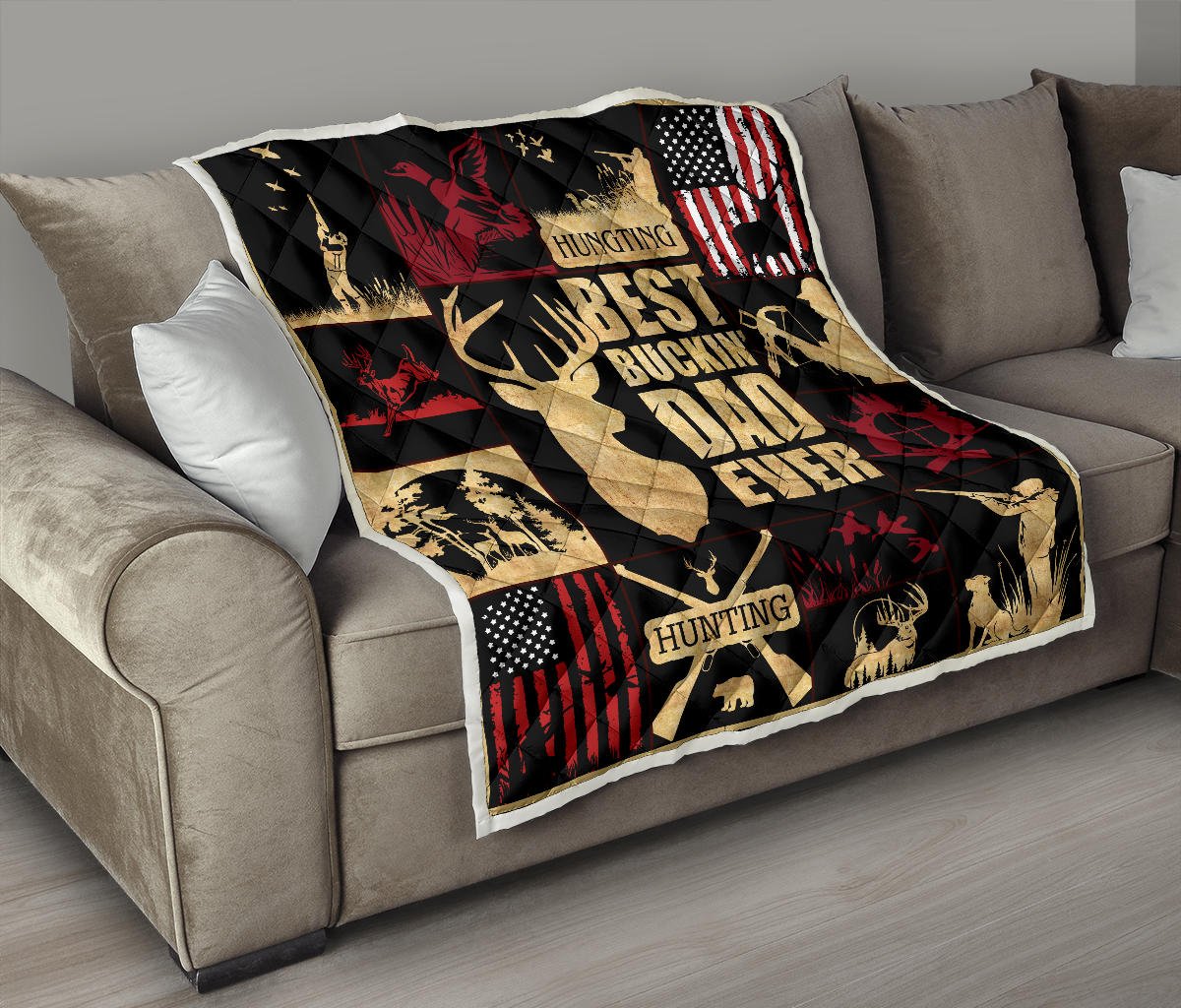 Hunting Best Bucking' Papa Ever Premium Quilt - Carbone's Marketplace